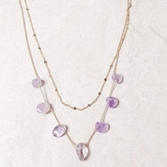 Ametrine Nugget - Layered Necklace - Dainty Gold Necklace - Semi-Precious Stones - Picture 5 of 9